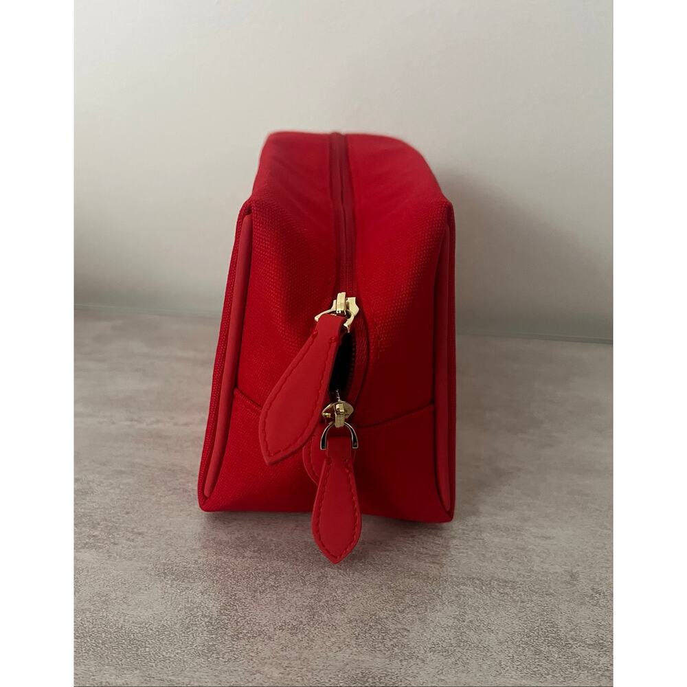 New! Burberry Logo Clutch Toiletry Bag Cosmetic Pouch Travel Case Red - Picture 3 of 8